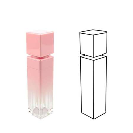 Custom 3ml 6ml 10ml 15ml Empty Square Lip Gloss Bottle , Pink Plastic Lip Gloss Tube With Brush